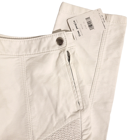 Free People White Faux Leather High Rise Ankle Zip Moto Pants NWT - Picture 14 of 15
